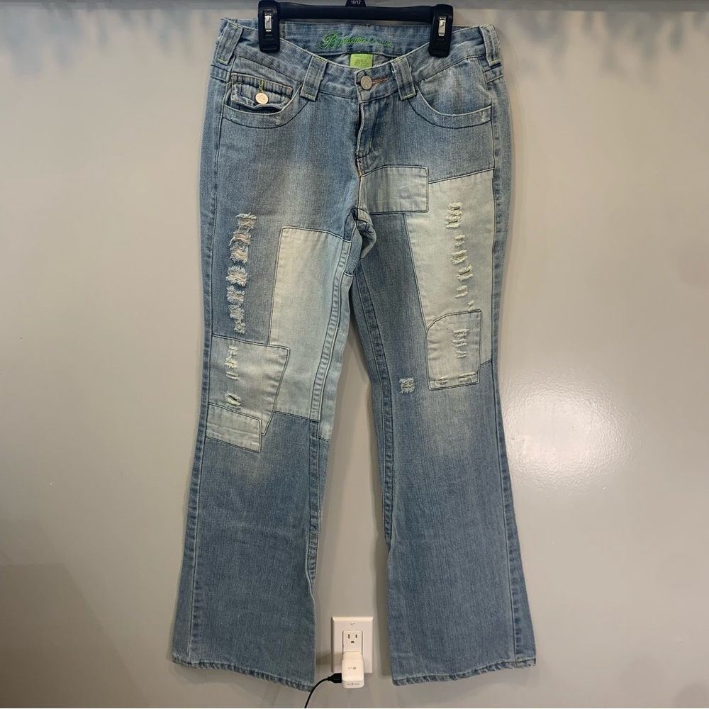 Vintage Banana USA patchwork Flare Leg Low Rise Jeans Size 7